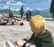 wounded scouts after the battle with the colossal and armored titans
